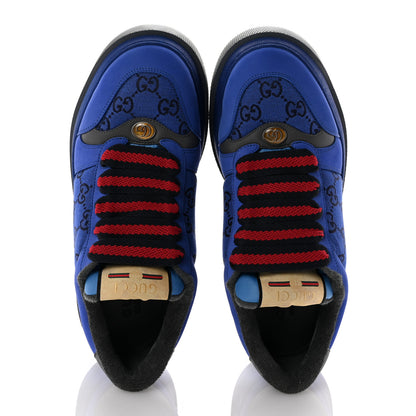 Gucci Monogram Nubuck Miro Soft Calfskin Mens Screener 50mm Sneakers 9.5 Imperial Blue Graphite Grey 2 of 10
