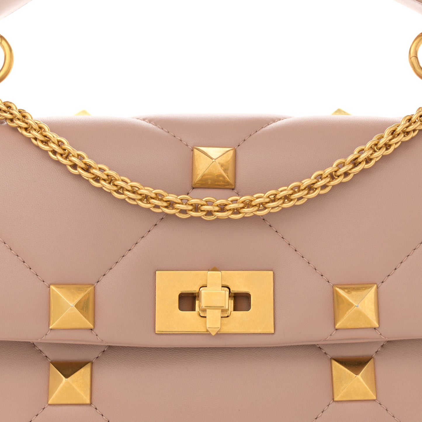 Nappa Large Roman Stud Shoulder Bag Rose Cannelle