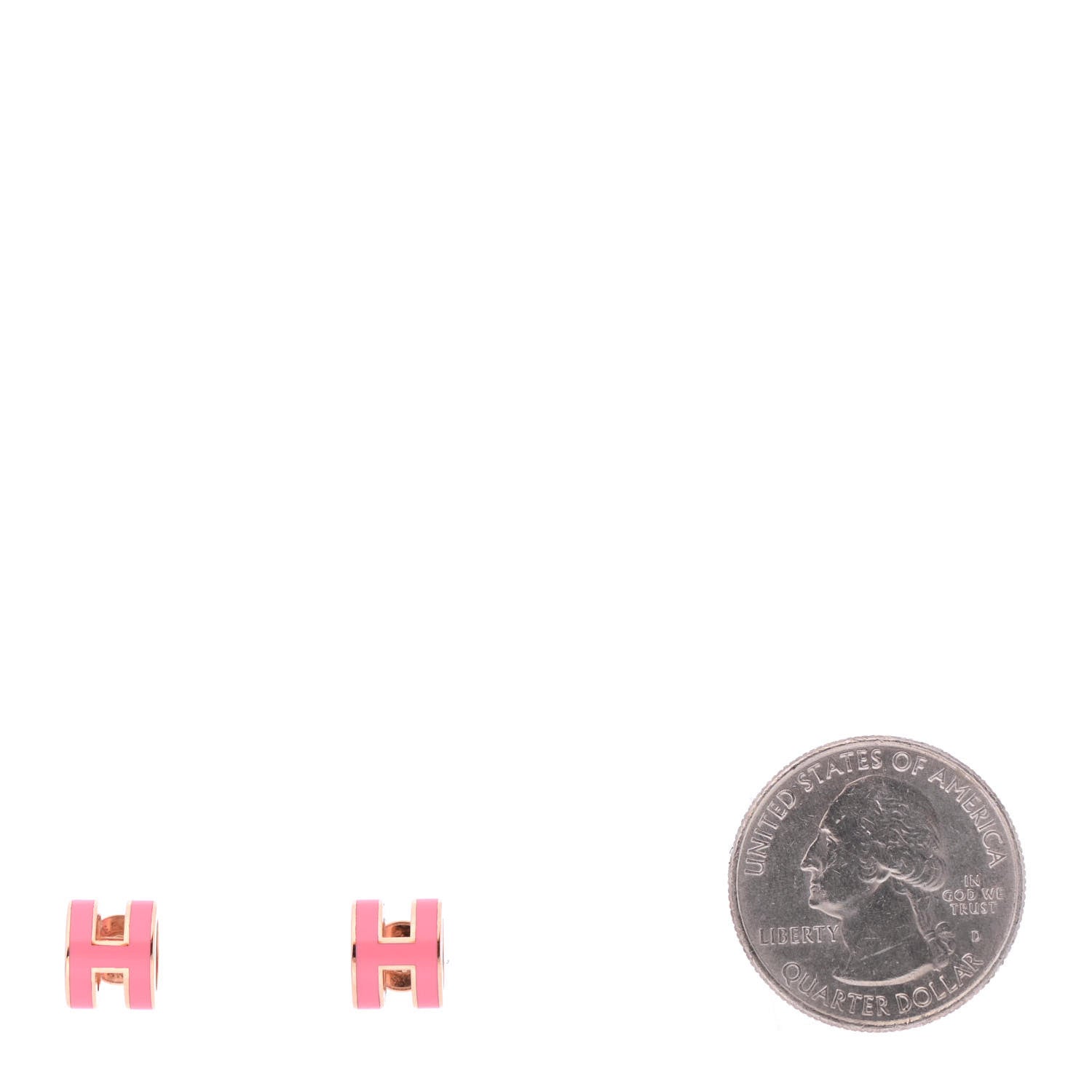 Hermes Rose Gold Lacquered Mini Pop H Earrings Rose Valentine 2 of 4
