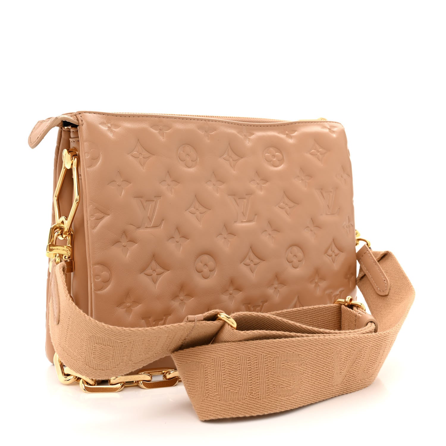 Louis Vuitton Lambskin Embossed Monogram Coussin PM Camel 3 of 14