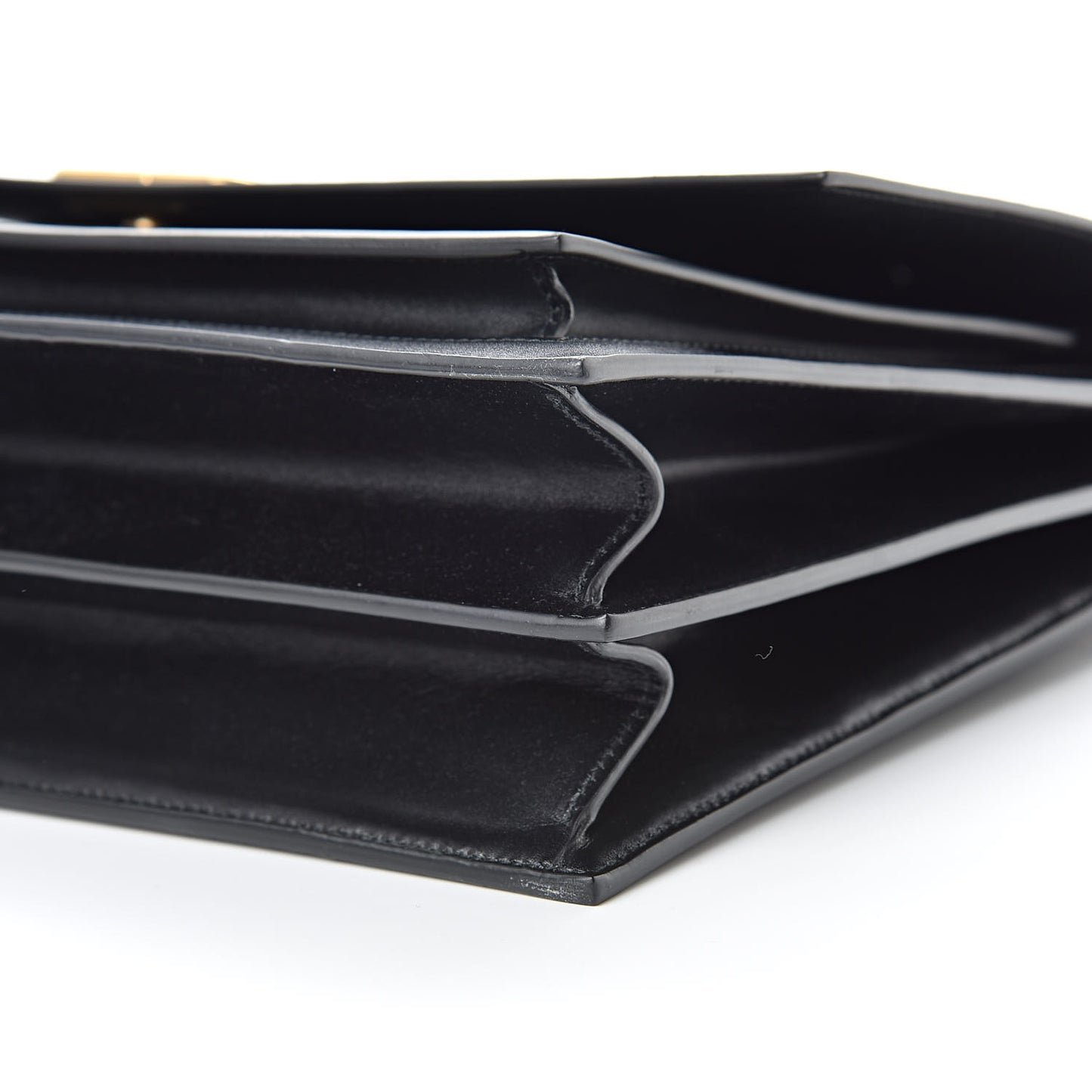 Box Calfskin Large Sharp Top Handle Bag Black