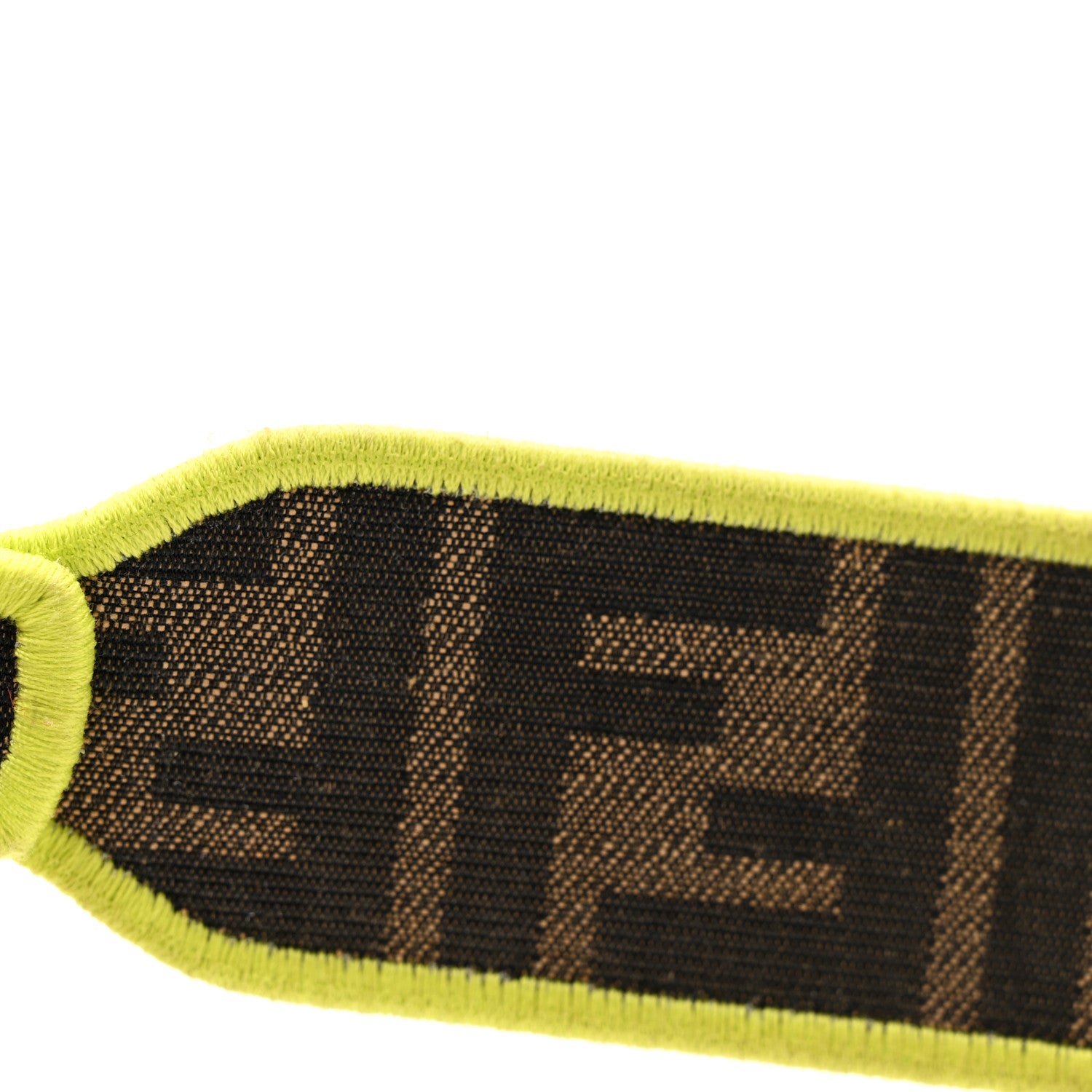 Fendi Fabric Jacquard FF 1974 Logo Threaded Edge Mini Strap You Tobacco Moro Giallo Fluo 4 of 4