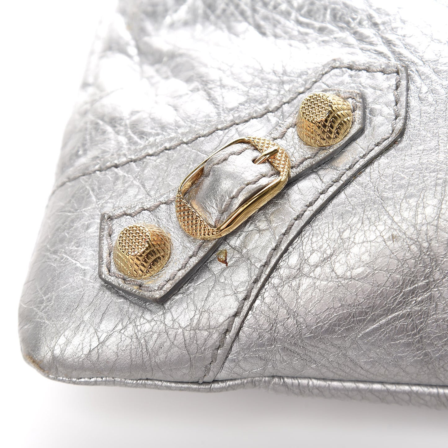Agneau Giant 12 Gold Hardware Envelope Strap Clutch Gris Aluminum