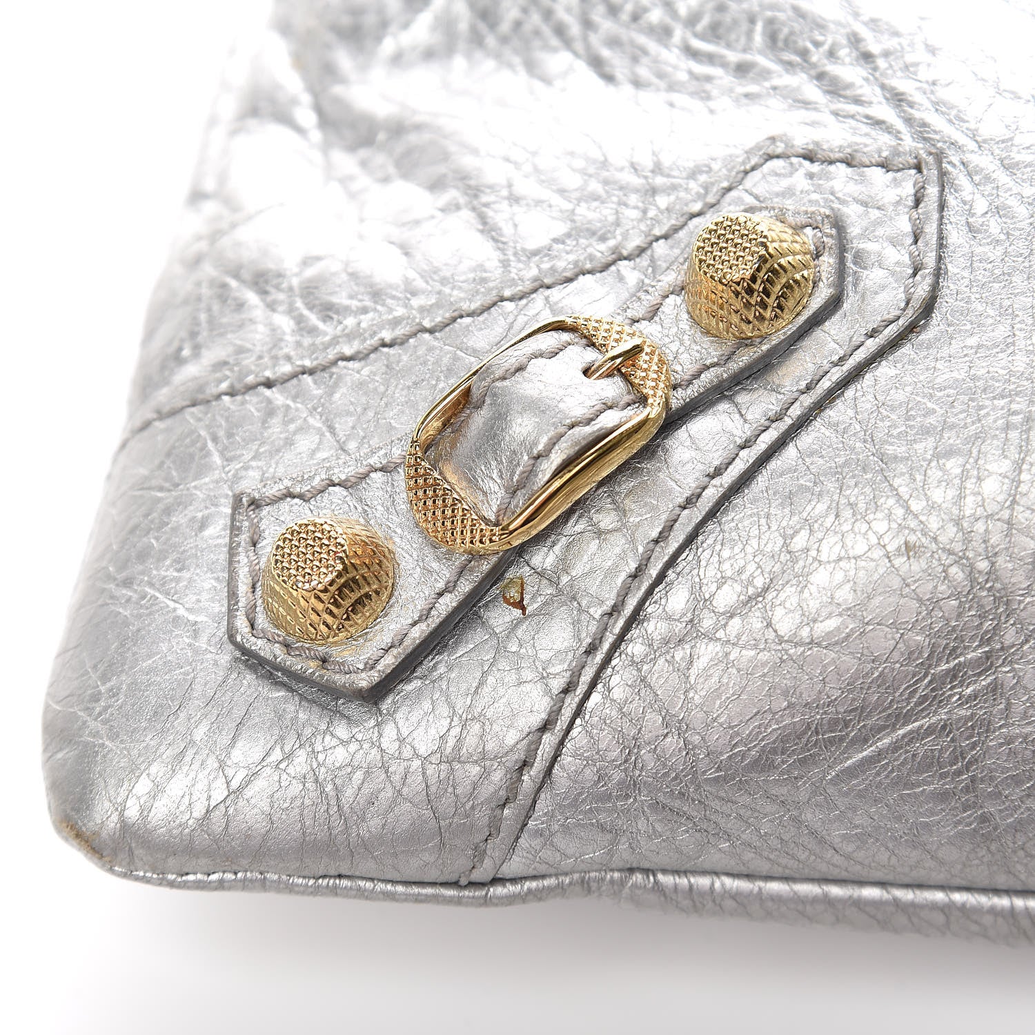 Balenciaga Agneau Giant 12 Gold Hardware Envelope Strap Clutch Gris Aluminum 11 of 11