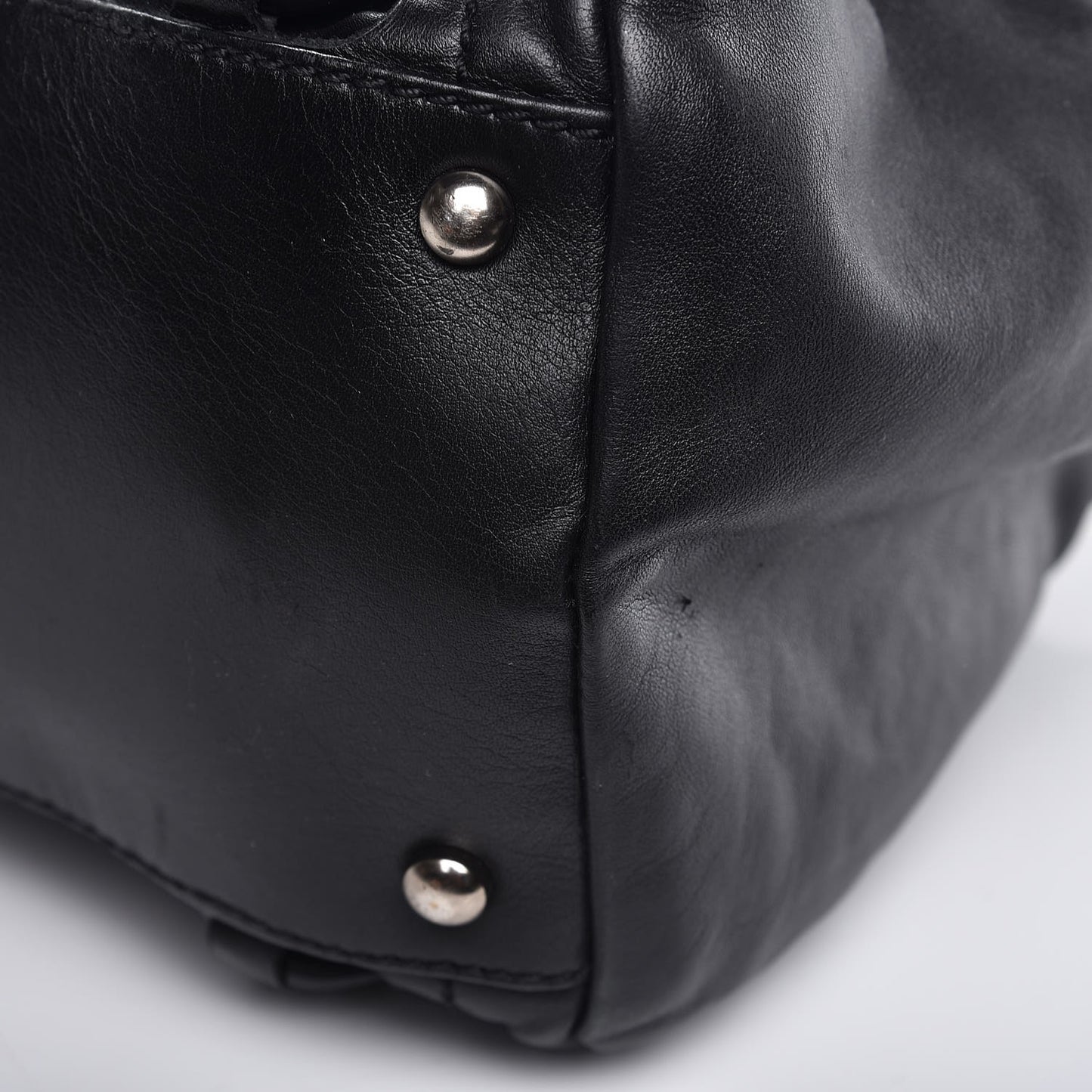 Calfskin Modern Chain Rhodoid East West Tote Black