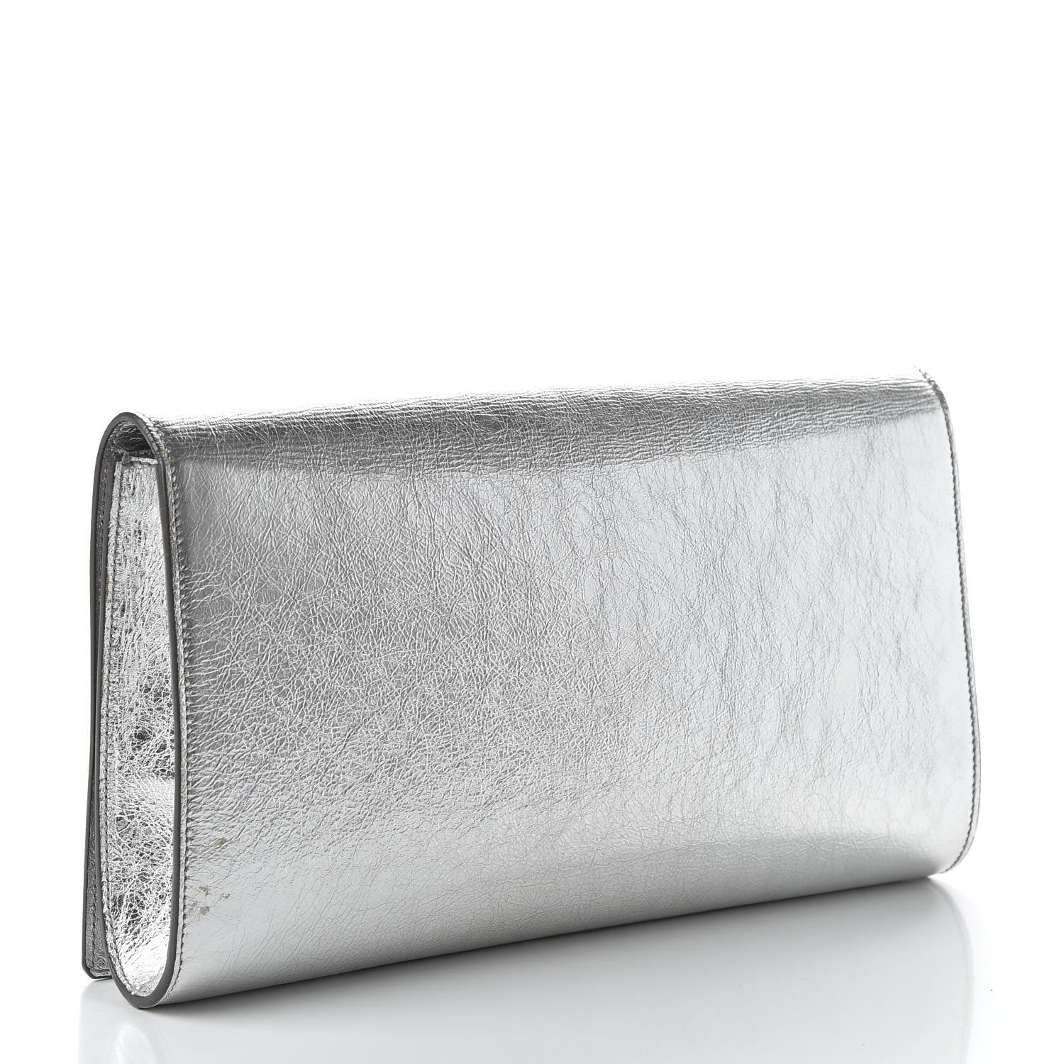 Saint Laurent Metallic Calfskin Monogram Large Belle De Jour Clutch Moon 3 of 10