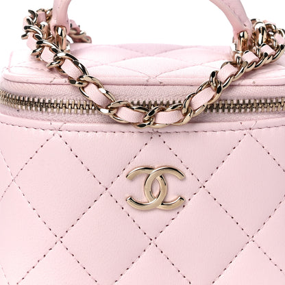 Chanel Lambskin Quilted Mini Top Handle Vanity Case With Chain Light Pink 8 of 12