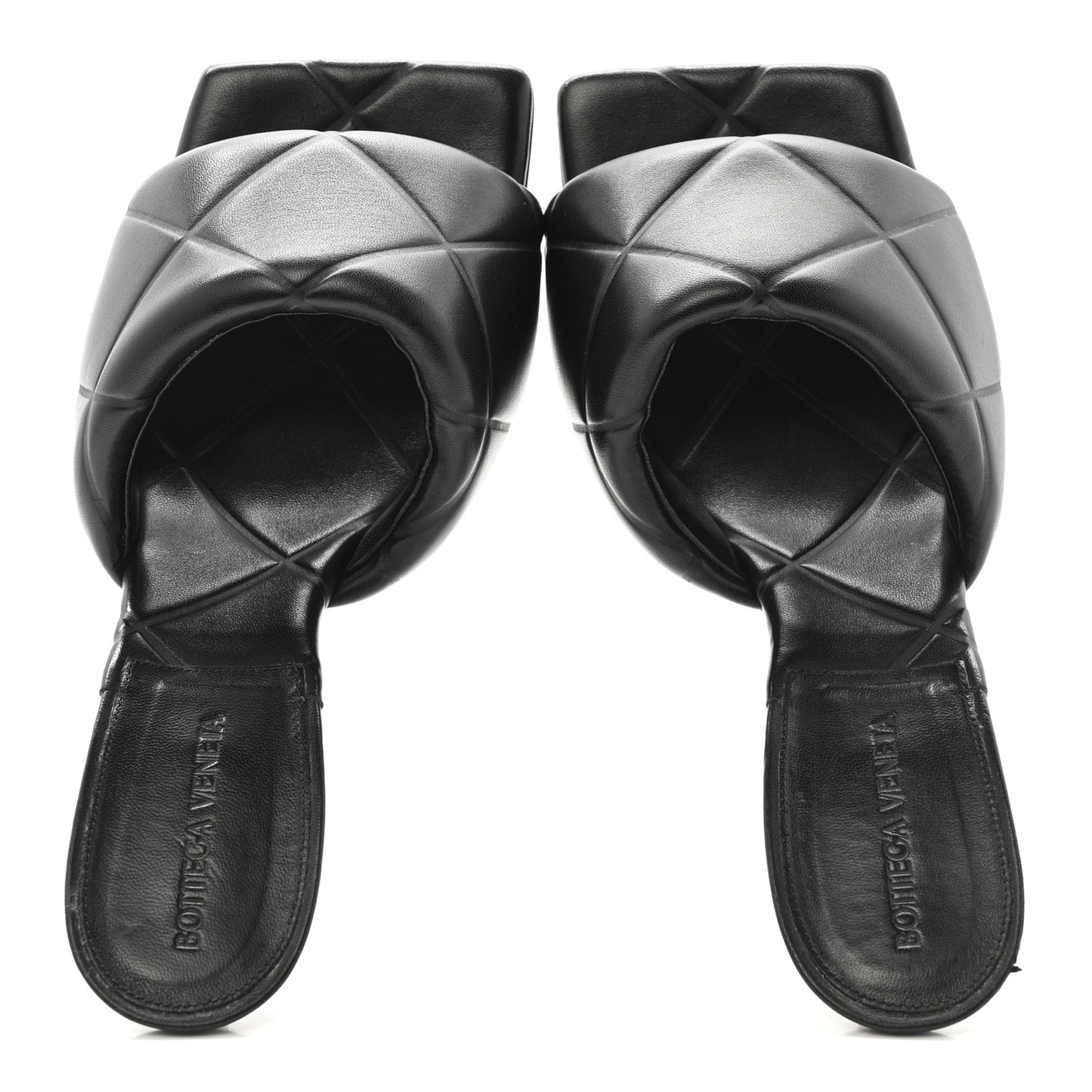 Nappa Quilted Rubber Lido Mule Sandals 40 Black