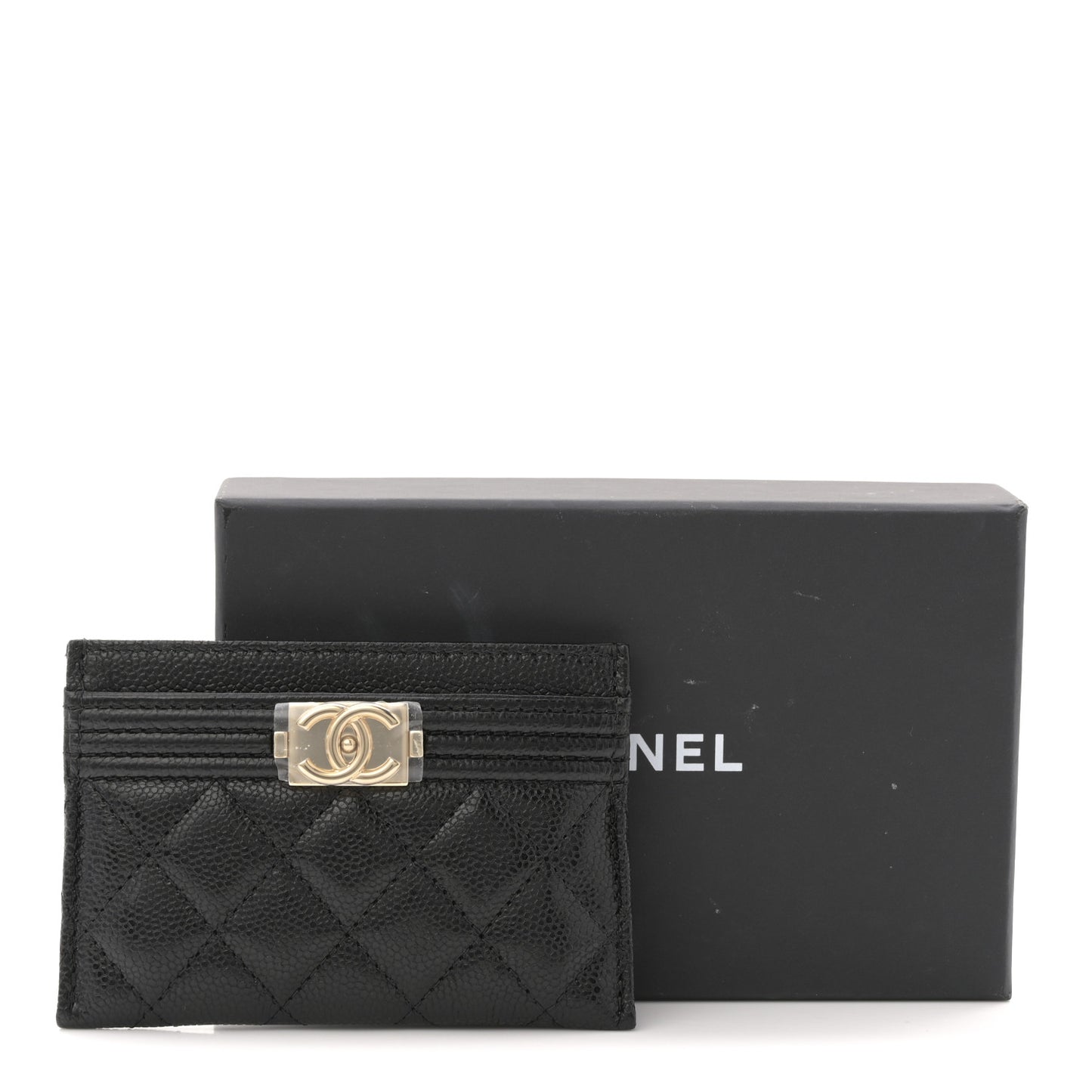 Caviar Quilted Boy Card Holder Black