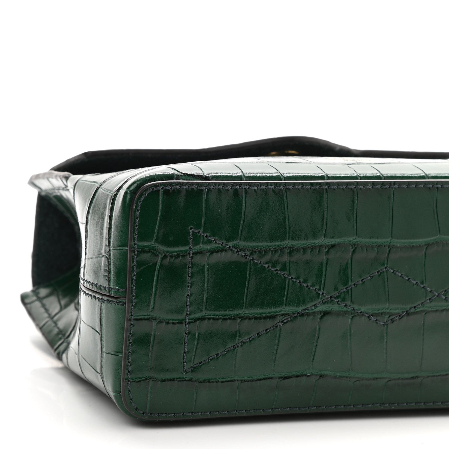Mulberry Shiny Croc Calfskin Embossed Micro Seaton Bayswater Green 8 of 9