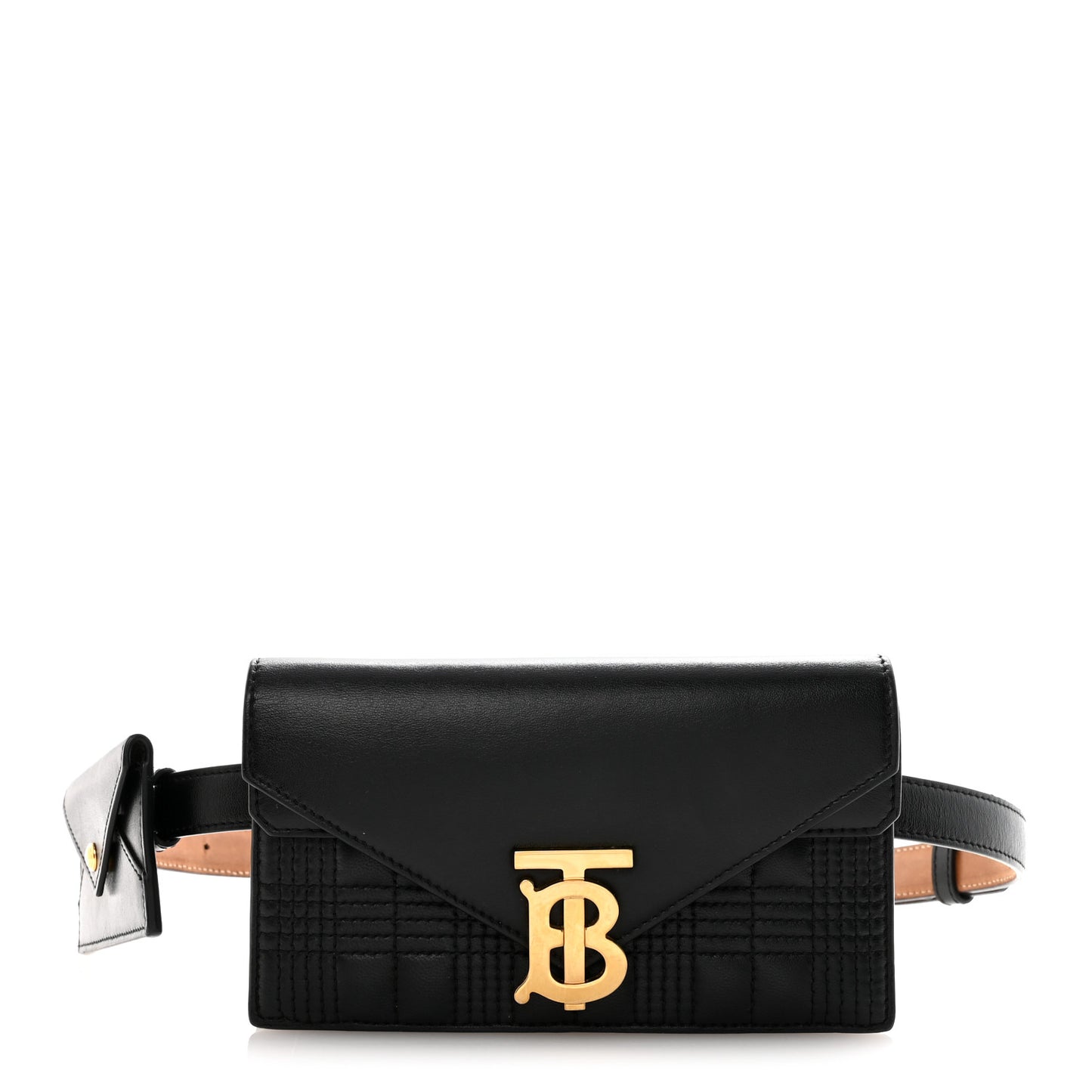 Smooth Calfskin Quilted Check TB Envelope Belt Bag Black