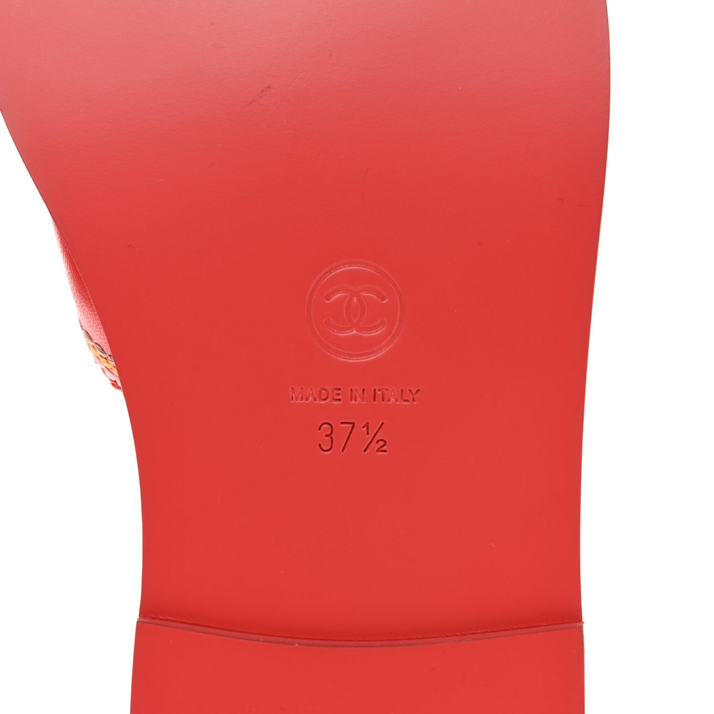 Calfskin Embroidered CC Sandal Mule 37.5 Red