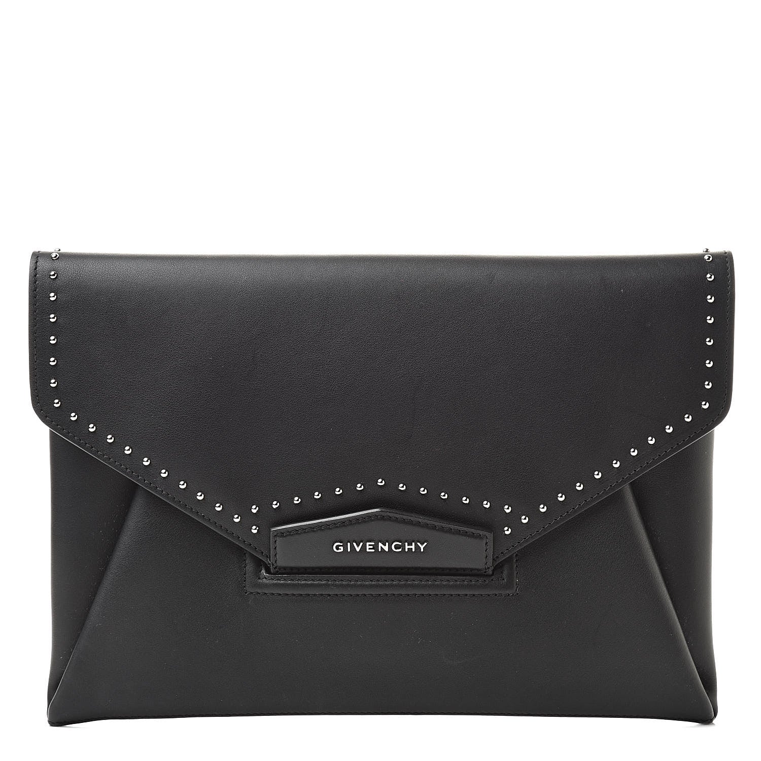 Givenchy Smooth Calfskin Medium Antigona Studded Envelope Clutch Black 1 of 13