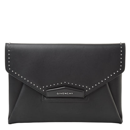 Givenchy Smooth Calfskin Medium Antigona Studded Envelope Clutch Black 1 of 13