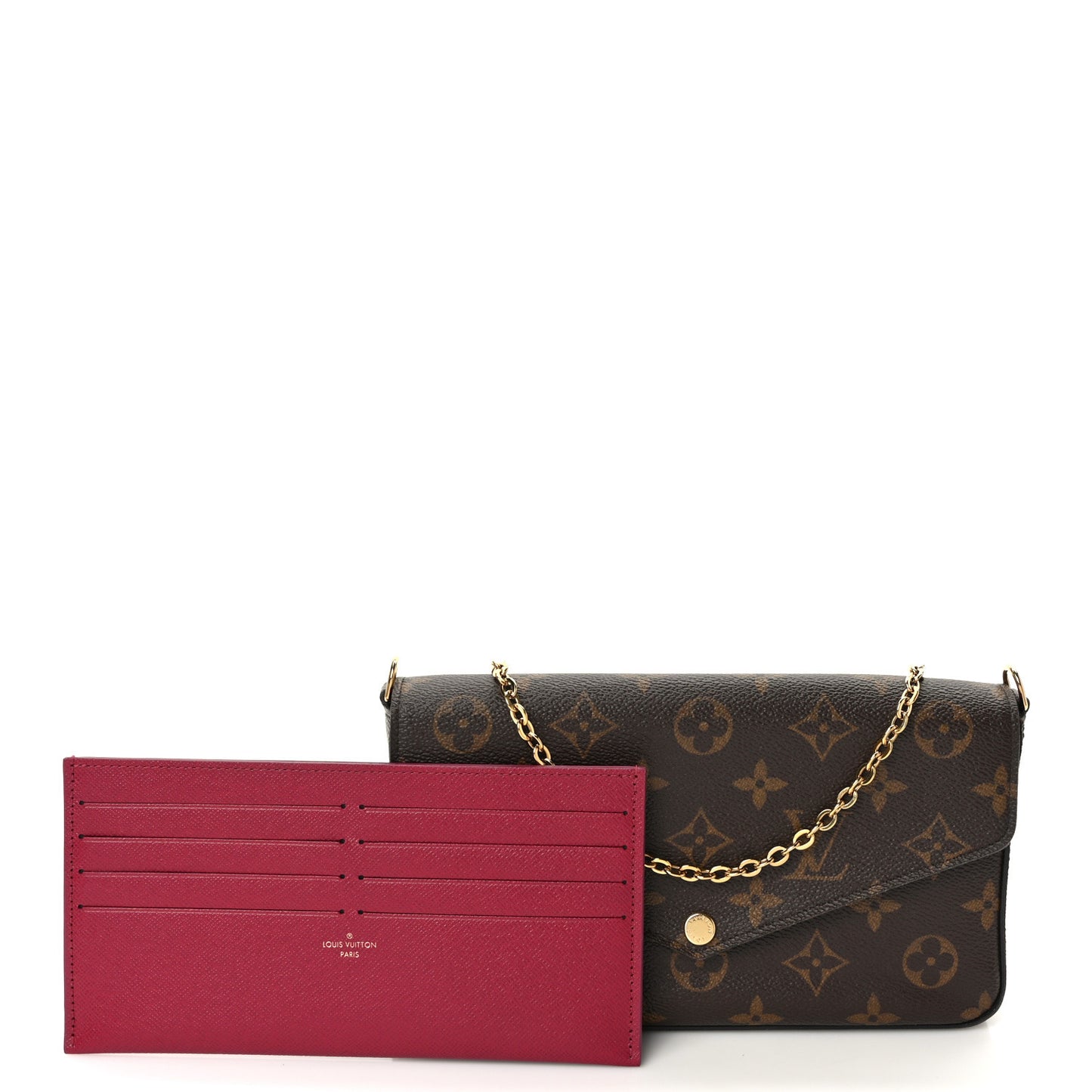 Monogram Pochette Felicie Chain Wallet Fuchsia