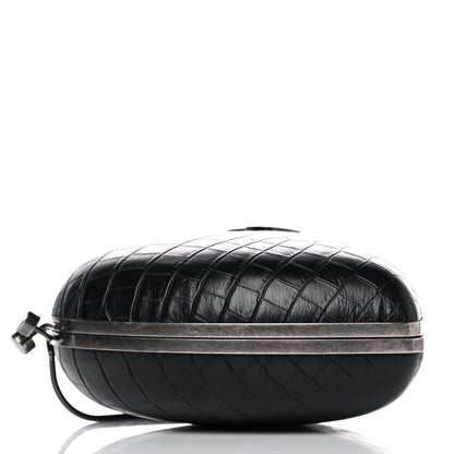 Saint Laurent Calfskin Crocodile Embossed Monogram Love Box Bag Black 10 of 13
