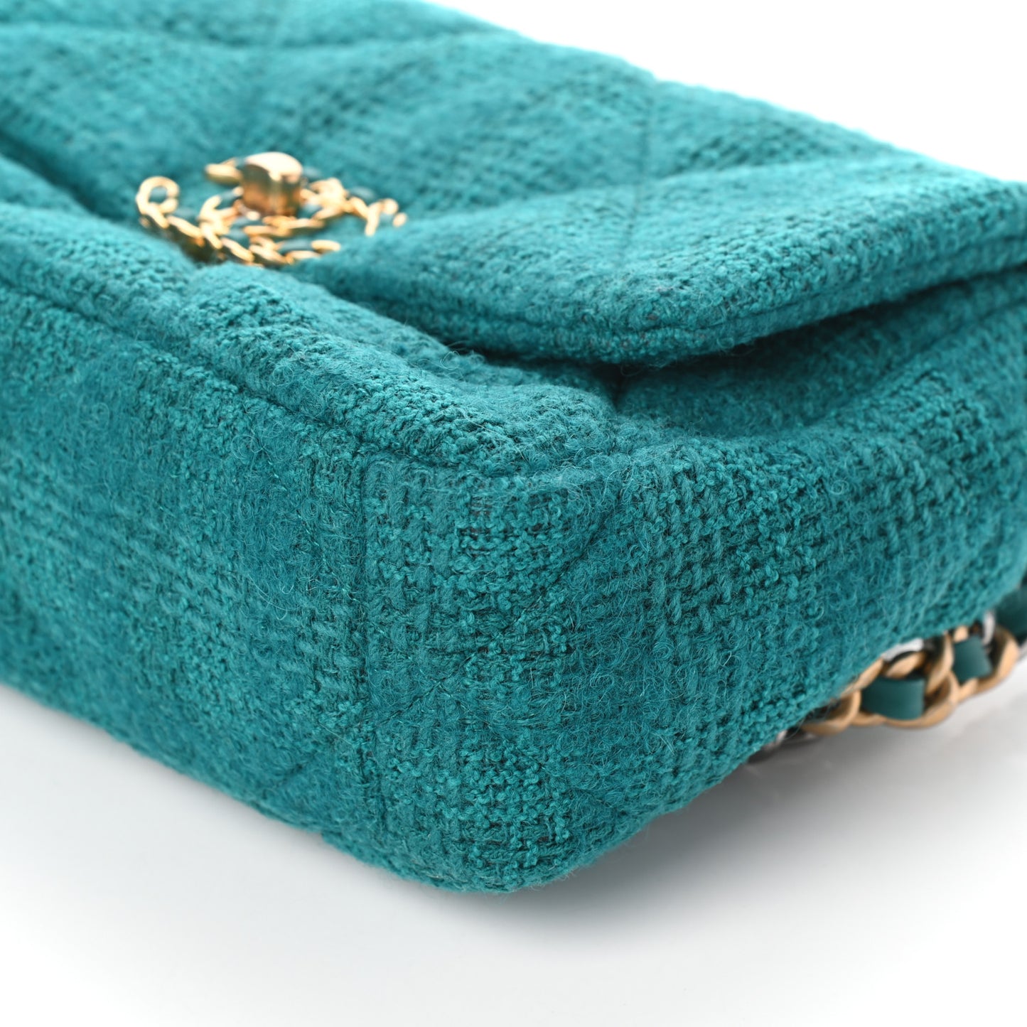 Tweed Quilted Medium Chanel 19 Flap Green