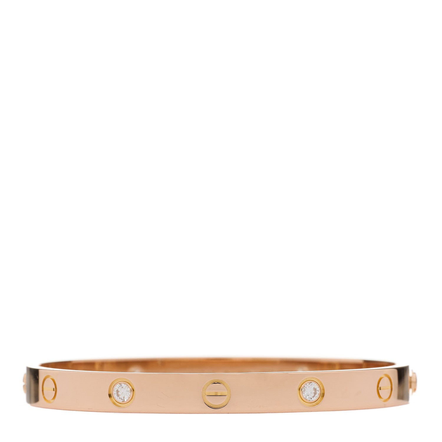 Cartier 18K Pink Gold 4 Diamond LOVE Bracelet 17 1 of 9