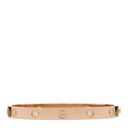 Cartier 18K Pink Gold 4 Diamond LOVE Bracelet 17 1 of 9