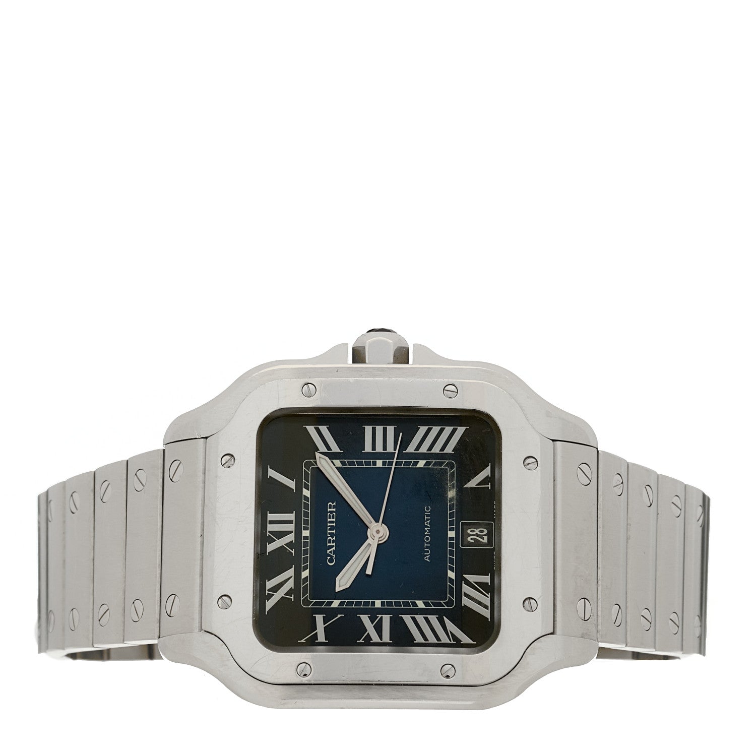 Cartier Stainless Steel 39.8mm Santos De Cartier Automatic Watch Blue 2 of 5