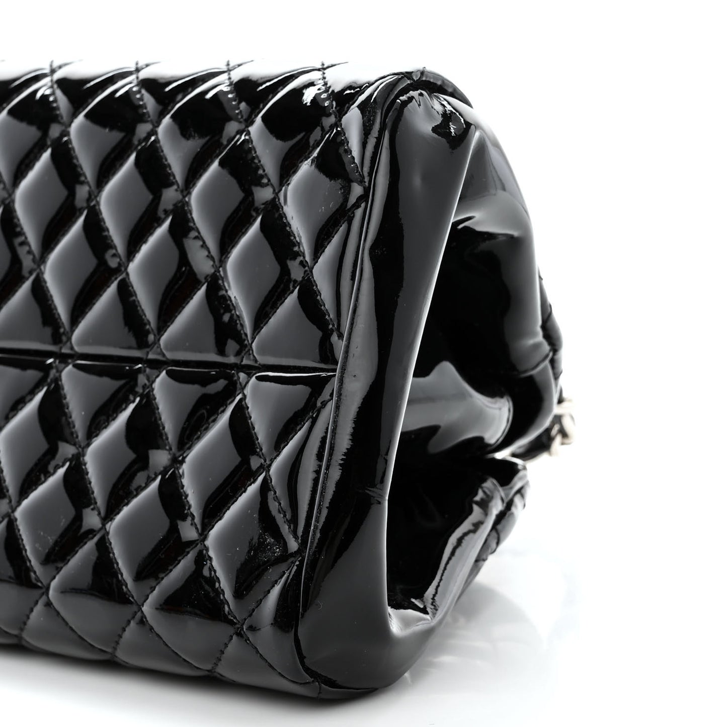 Patent Quilted Medium Just Mademoiselle Bowling Bag Black