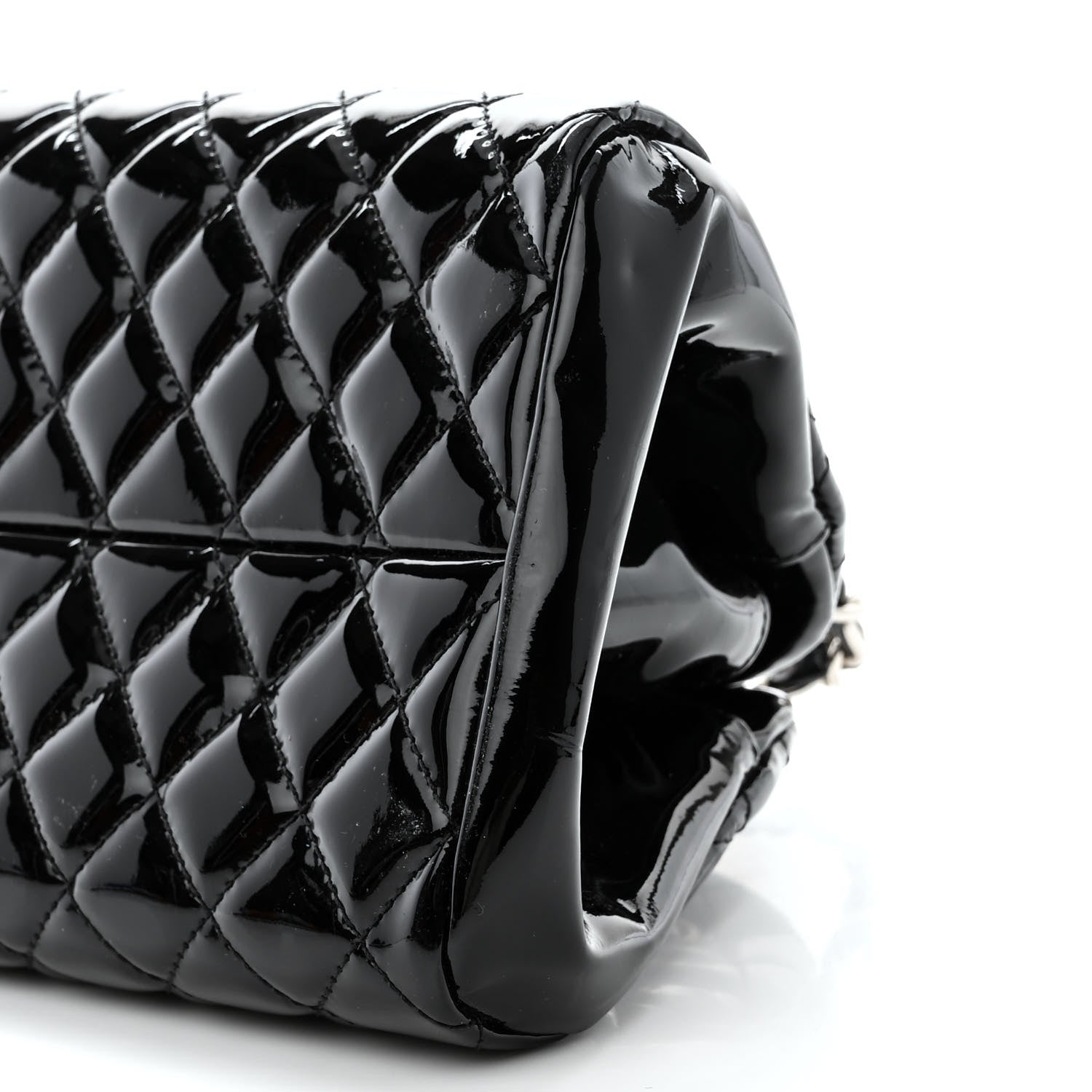 Chanel Patent Quilted Medium Just Mademoiselle Bowling Bag Black 10 of 10