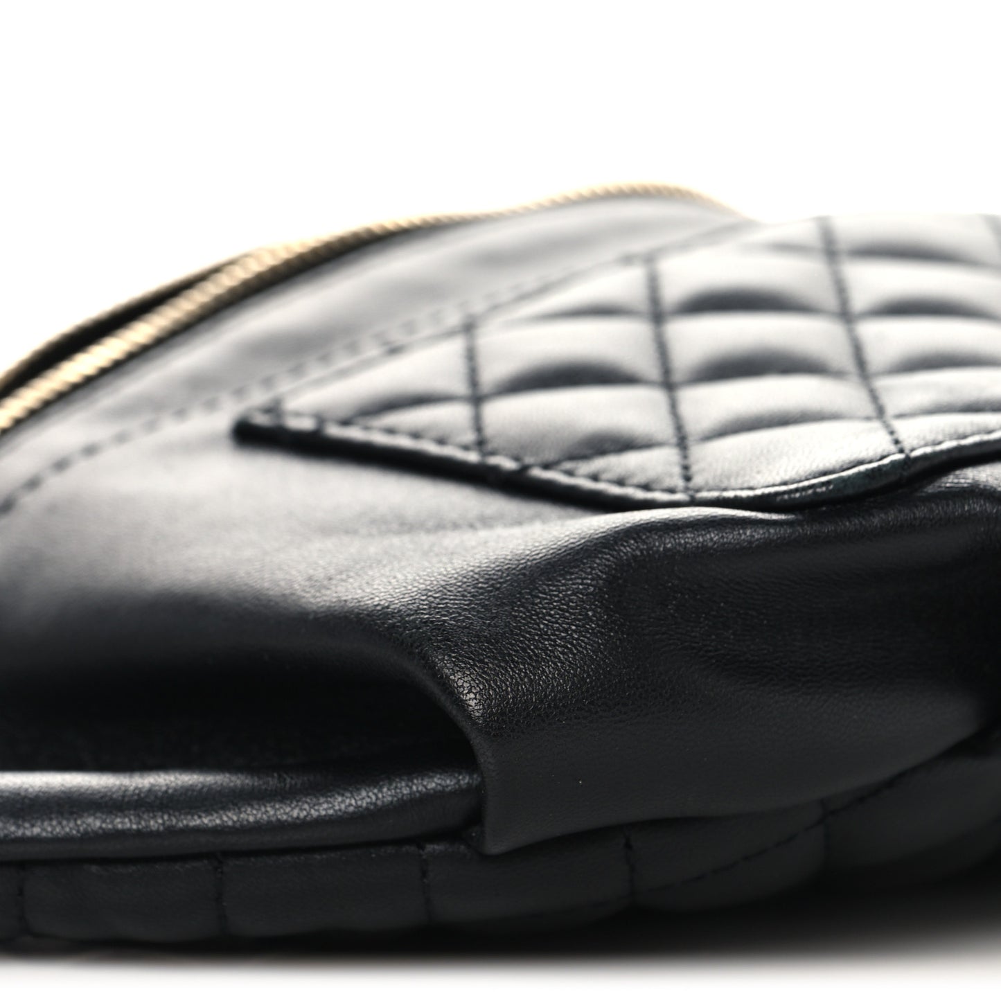 Lambskin Quilted Waist Bag Fanny Pack Black