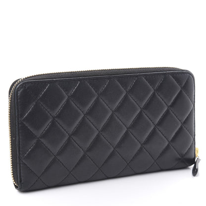 Chanel Lambskin Quilted Large Gusset Zip Around Wallet Black 3 of 8