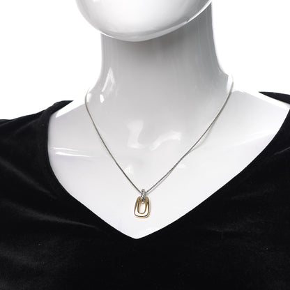 David Yurman Sterling Silver 18K Yellow Gold Cable Link Pendant Necklace 2 of 5
