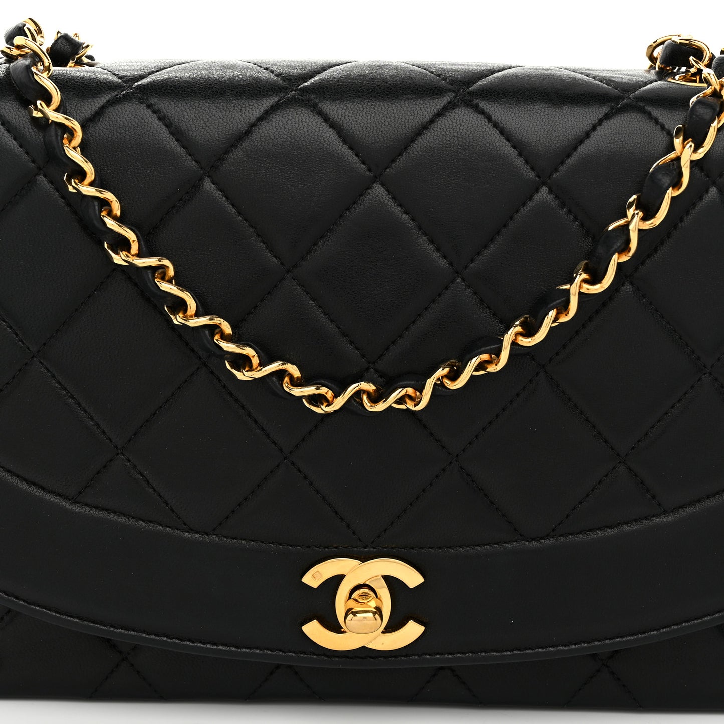 Lambskin Quilted Small Single Flap Black