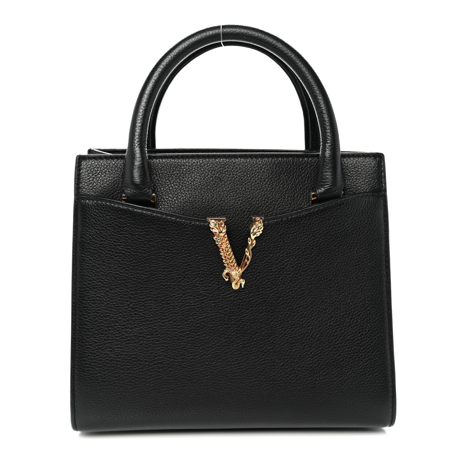Versace Grainy Calfskin Virtus Top Handle Tote Black 1 of 9