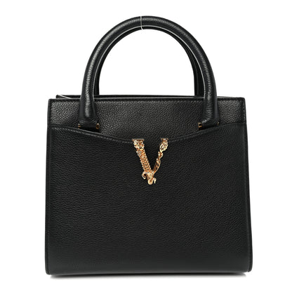 Versace Grainy Calfskin Virtus Top Handle Tote Black 1 of 9