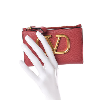 Valentino Garavani Grained Calfskin VLogo Coin Case Card Holder Rouge Pur 2 of 7