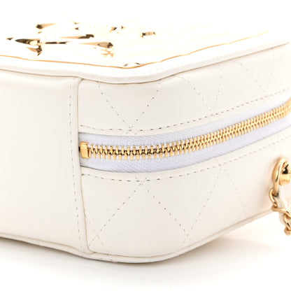 Chanel Lambskin Metal Quilted Mini Vanity Case With Chain White Gold 11 of 13