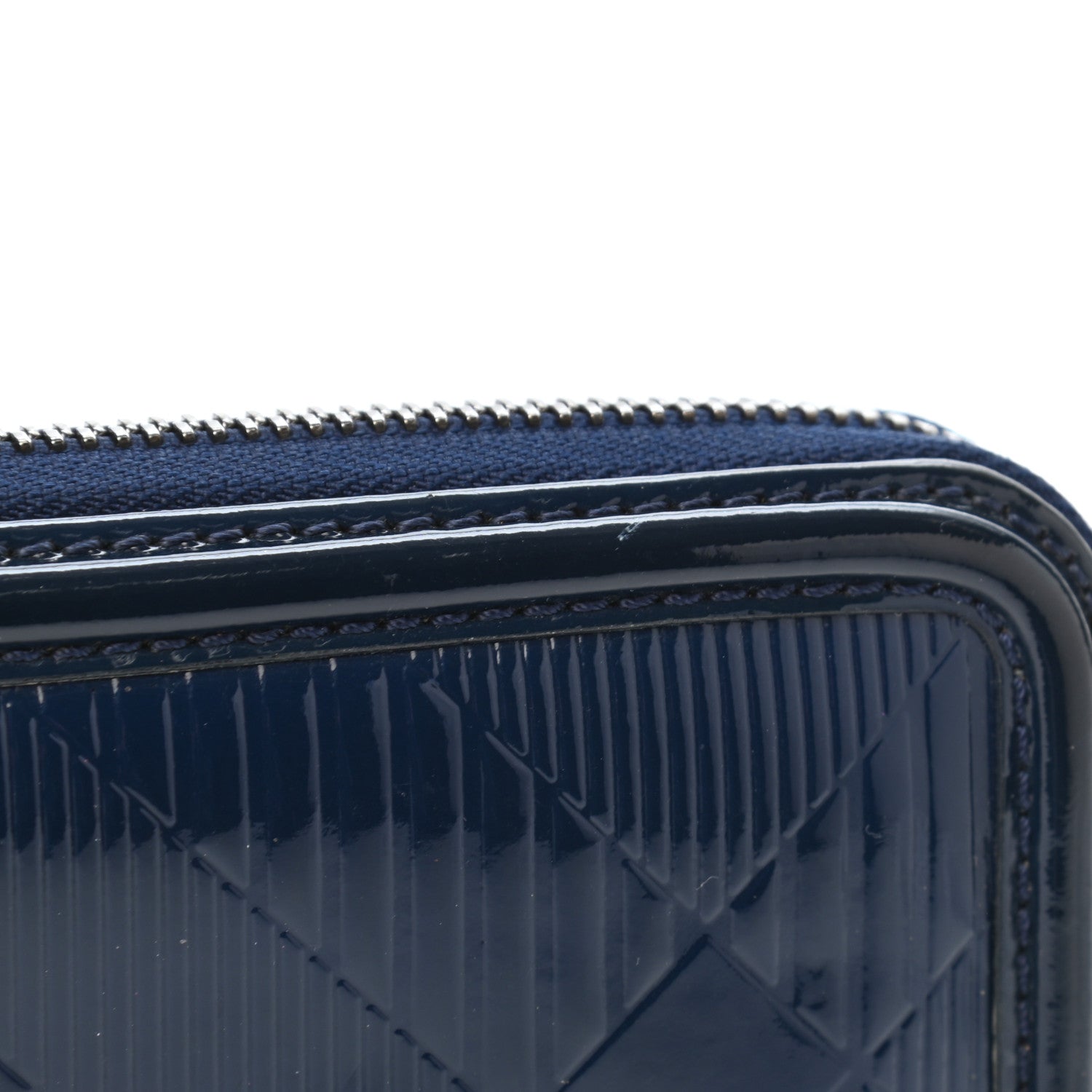 Burberry Patent Check Embossed Large Zip Around Wallet Blue 11 of 11