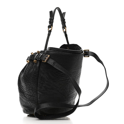 Alexander Wang Pebbled Lambskin Diego Bucket Bag Black Antique Brass Hardware 3 of 13