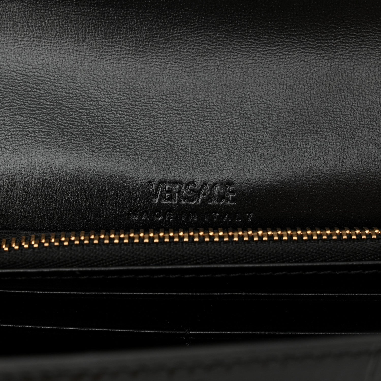 Versace Crocodile Embossed Calfskin Greca Goddess Wallet On Chain Black 6 of 10