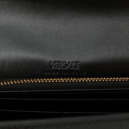 Versace Crocodile Embossed Calfskin Greca Goddess Wallet On Chain Black 6 of 10