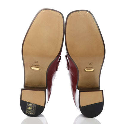 Gucci Malaga Kid Horsebit Mid Heel Loafers 35 Red 5 of 10