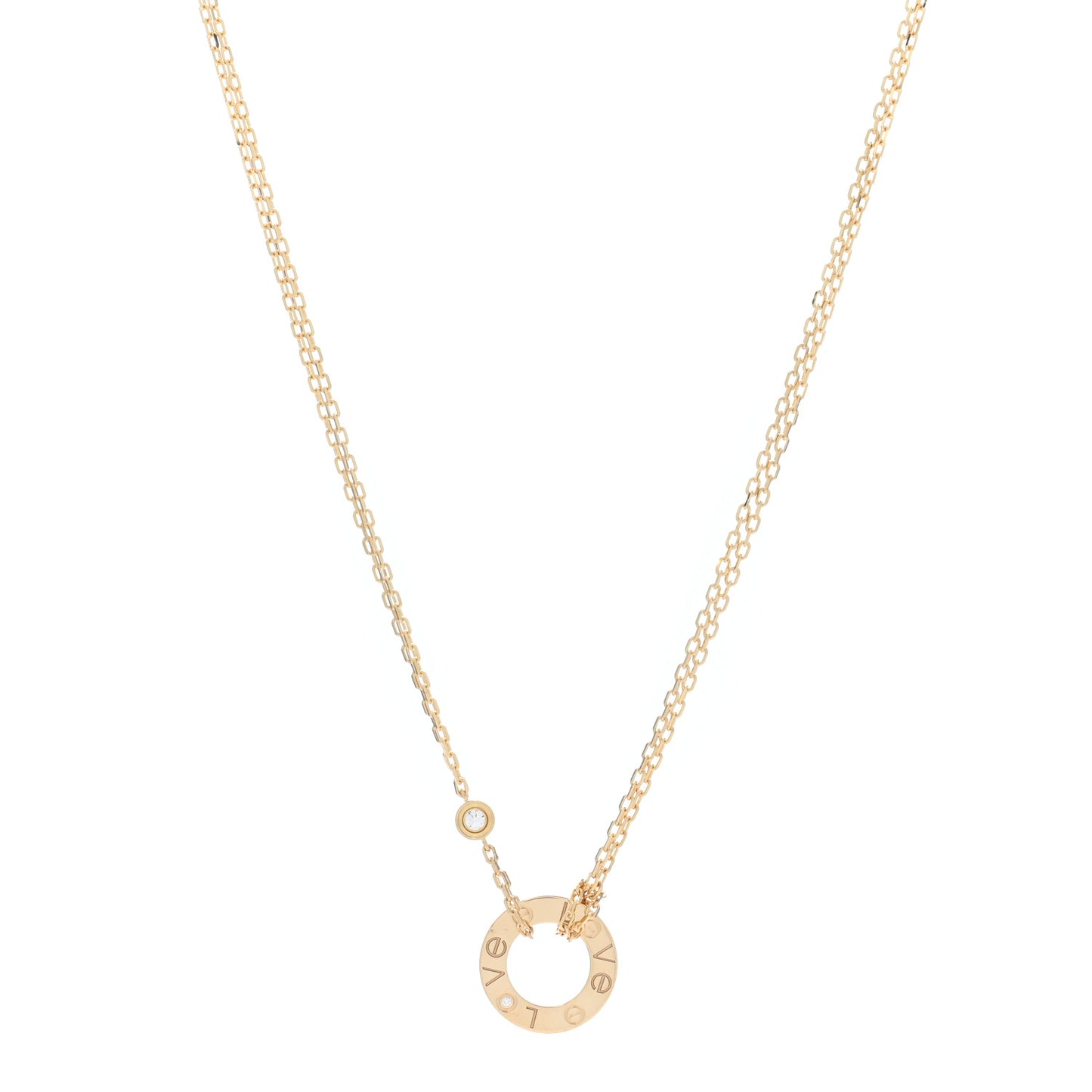 18K Yellow Gold 2 Diamond LOVE Necklace