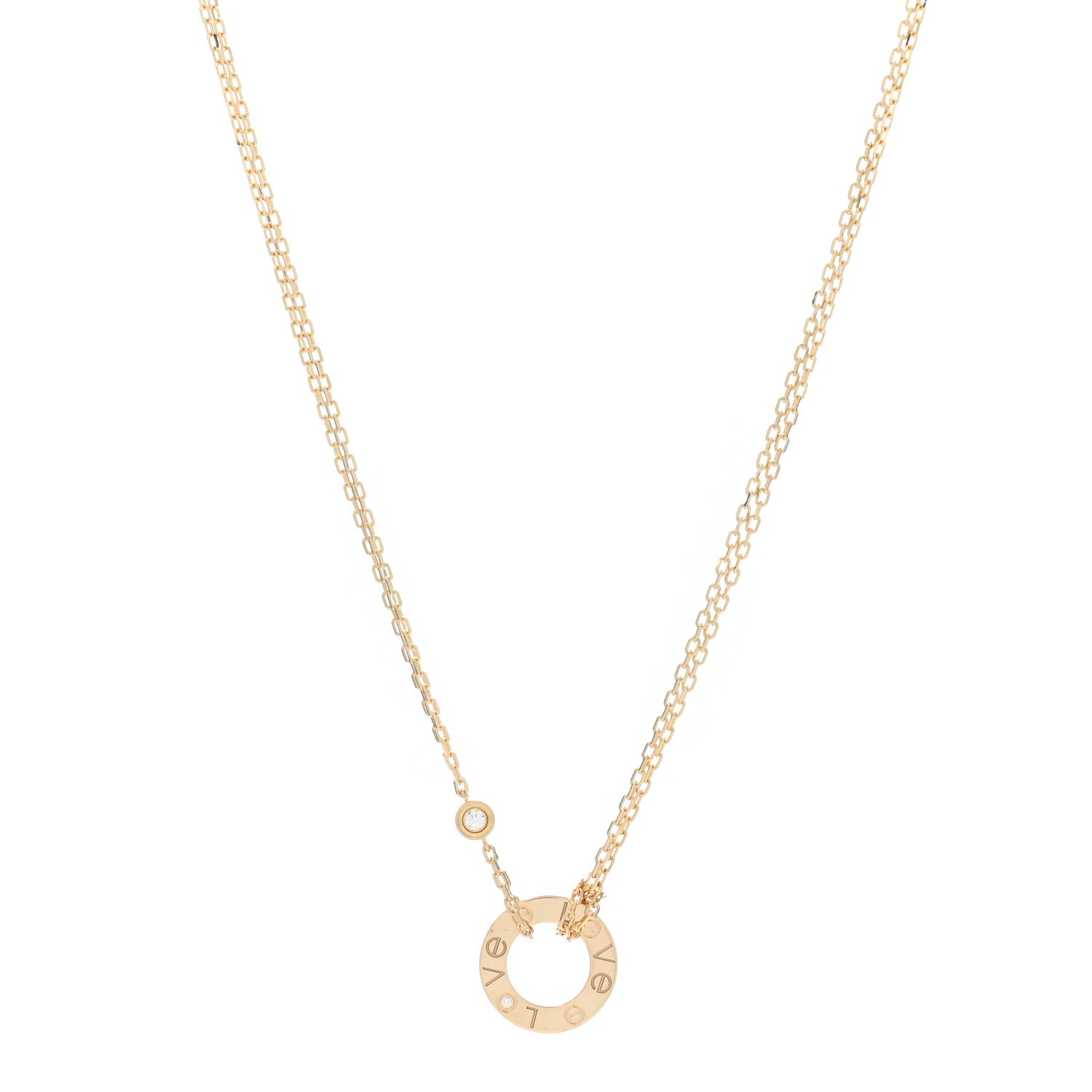 Cartier 18K Yellow Gold 2 Diamond LOVE Necklace 1 of 5