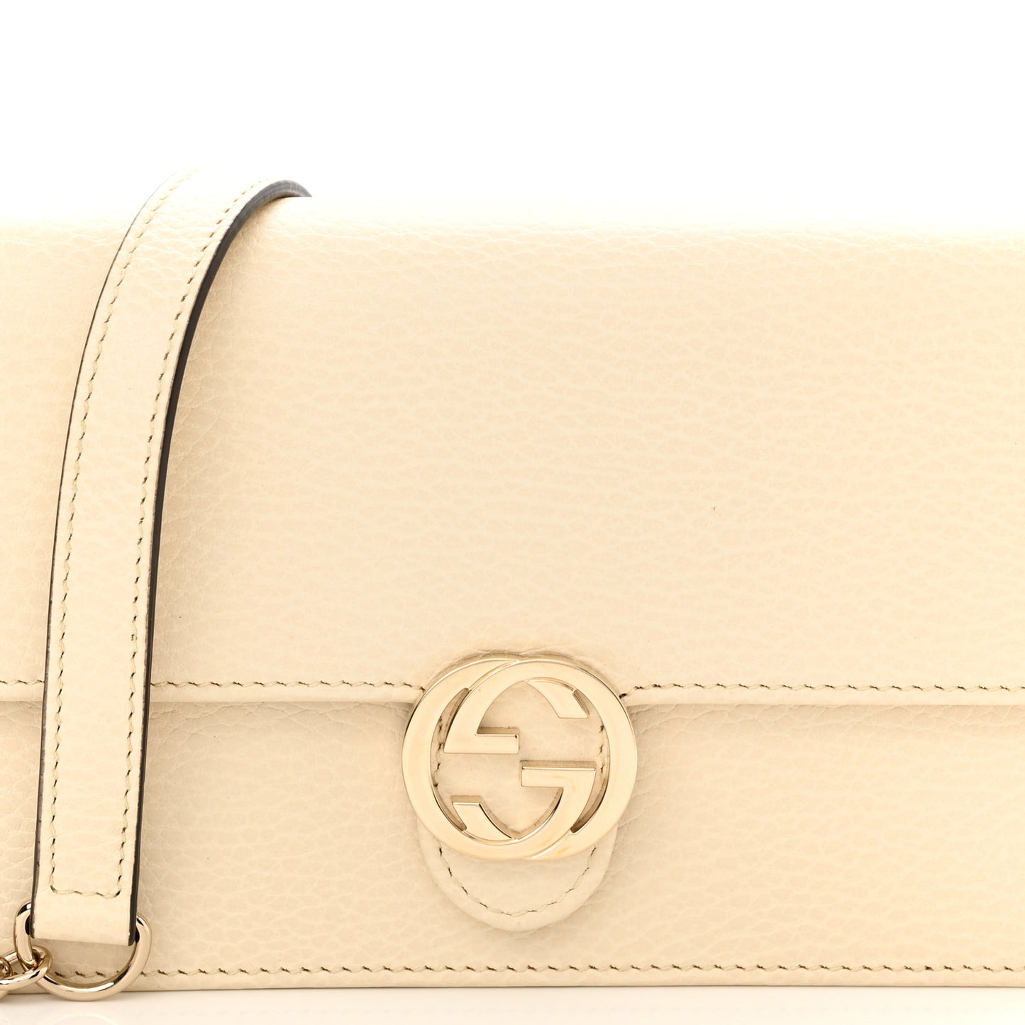 Dollar Calfskin Interlocking G Chain Wallet Ivoire