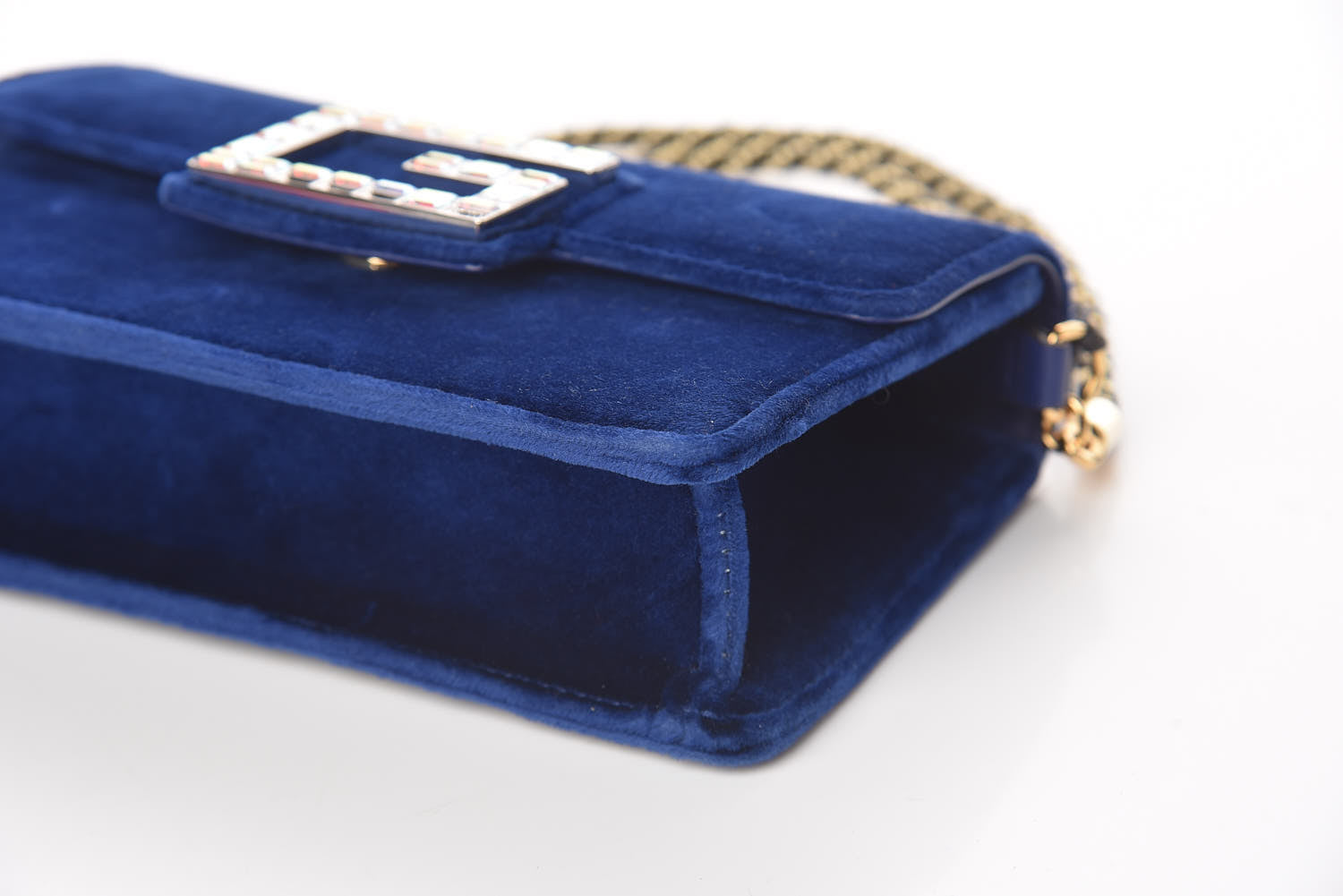 Gucci Velvet Crystal Square G Shoulder Bag Cobalt Blue 6 of 10