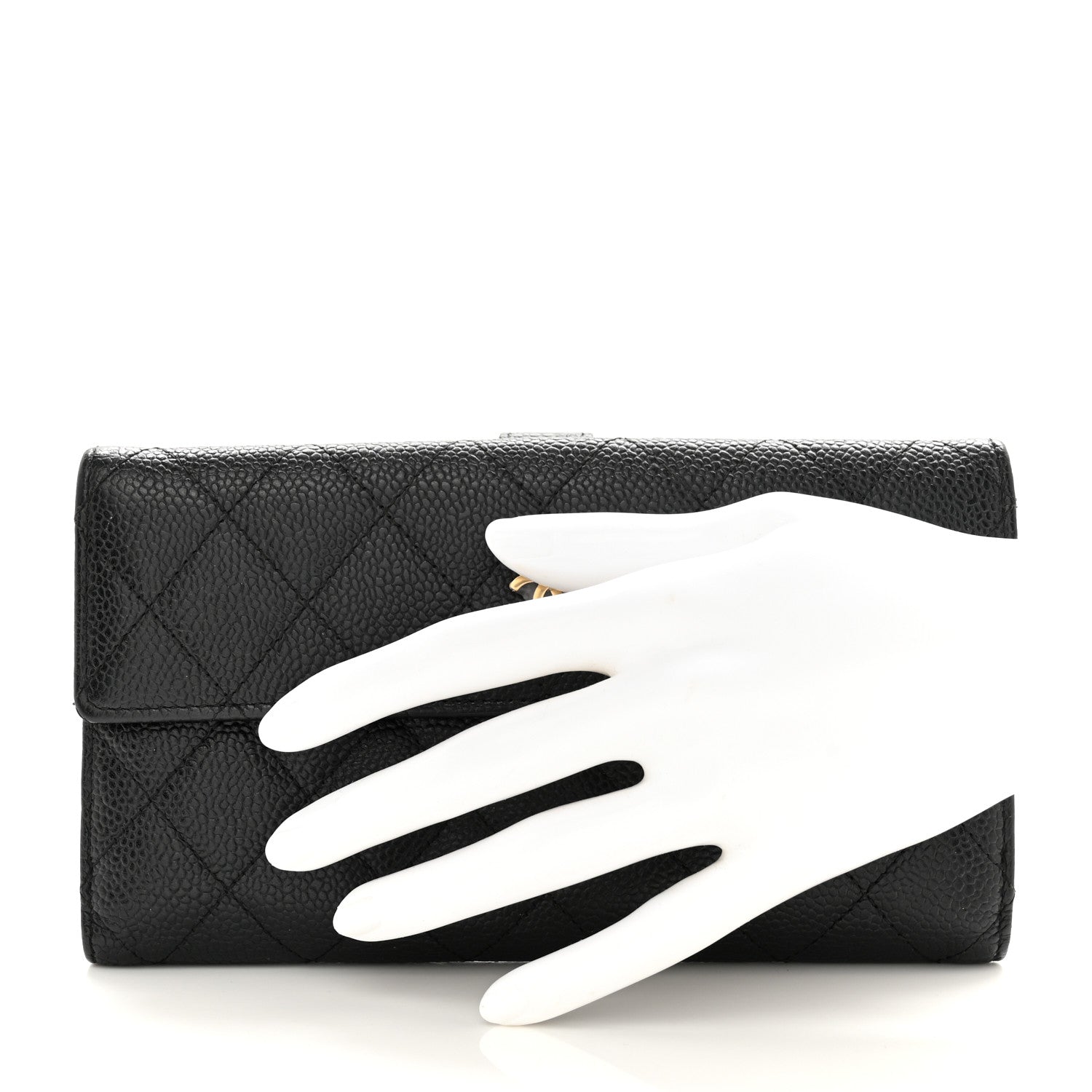 Chanel Caviar Quilted Large Gusset Flap Wallet Black 2 of 14