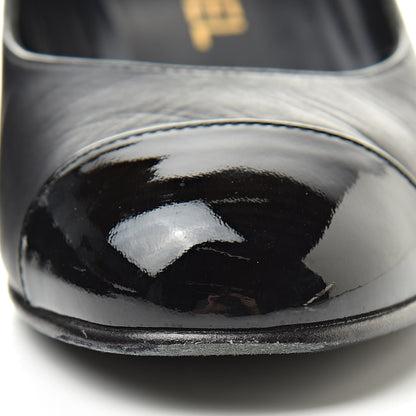 Chanel Lambskin Patent Cap Toe Low Heel Chain Pumps 36 Black 13 of 15