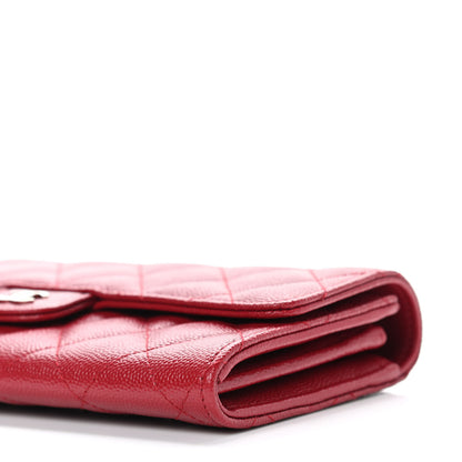 Chanel Caviar Quilted Large Gusset Flap Wallet Dark Red 9 of 9