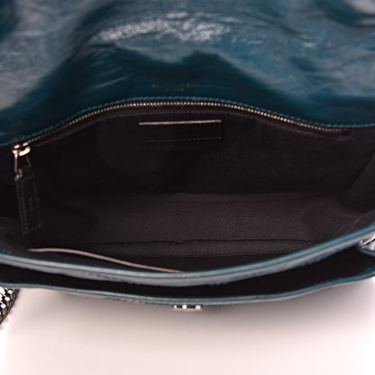 Saint Laurent Crinkled Calfskin Matelasse Monogram Medium Niki Chain Satchel Peacock Green 5 of 13