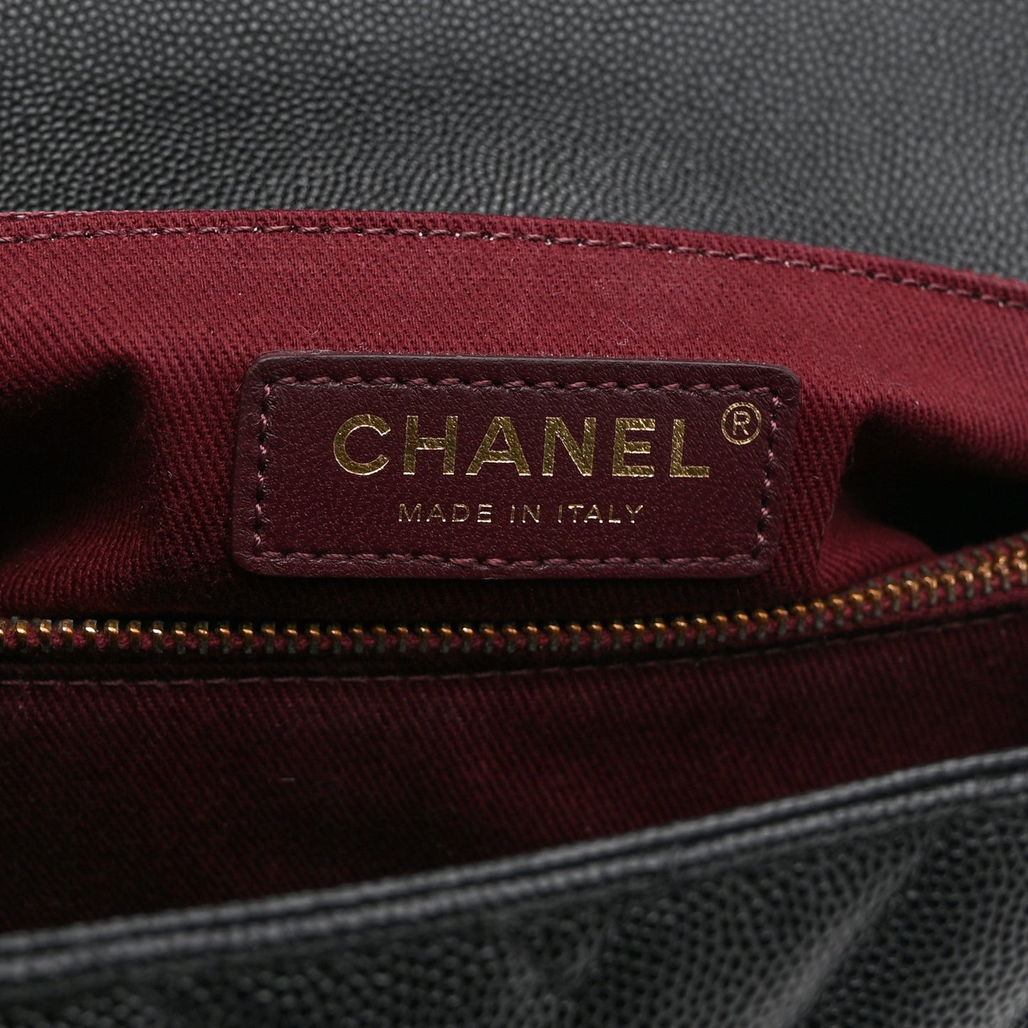 Caviar Chevron Quilted Medium Coco Handle Flap Black
