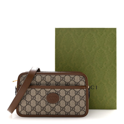 Gucci GG Supreme Monogram Azalea Calfskin Mini Retro Interlocking G Shoulder Bag Beige Ebony Brown Sugar 11 of 11