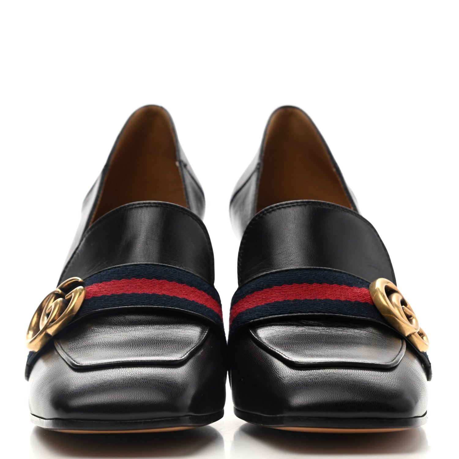 Gucci Malaga Kid Web Pearl Embellished Peyton 75mm Loafer Pumps 39.5 Black 2 of 10
